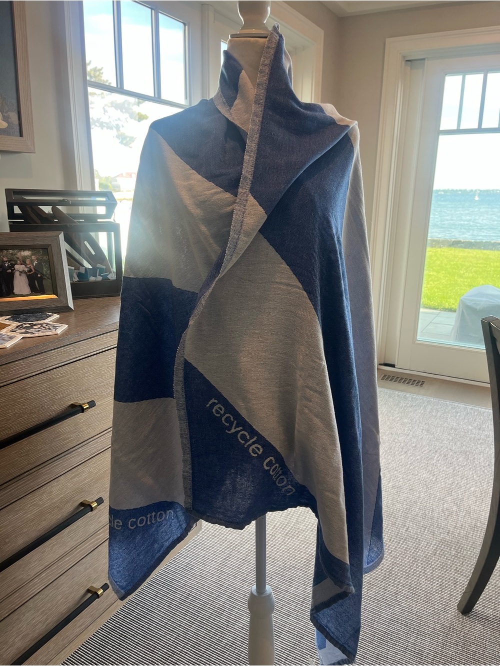 Turkish towel  Cotton Blue & Gray Beach Towel / wrap